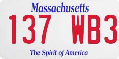 MA license plate 137WB3