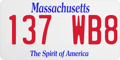 MA license plate 137WB8