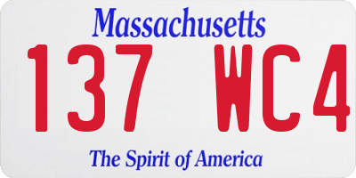 MA license plate 137WC4