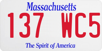 MA license plate 137WC5