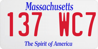 MA license plate 137WC7