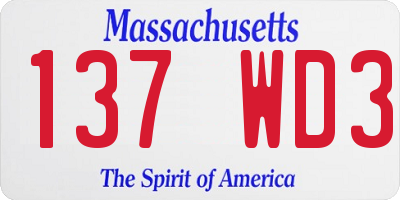 MA license plate 137WD3