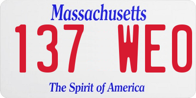MA license plate 137WE0