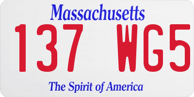 MA license plate 137WG5