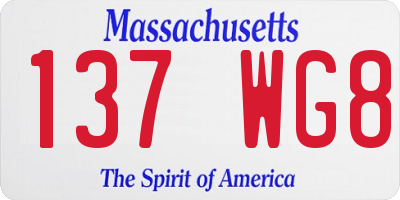MA license plate 137WG8