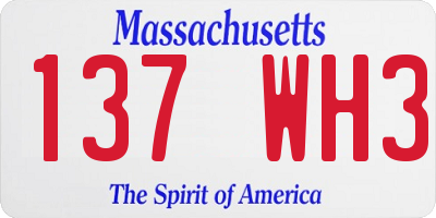 MA license plate 137WH3