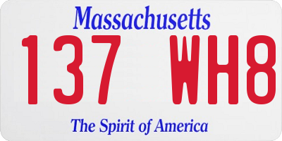 MA license plate 137WH8