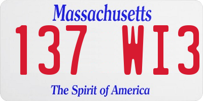 MA license plate 137WI3
