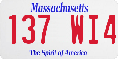 MA license plate 137WI4