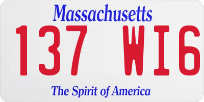 MA license plate 137WI6