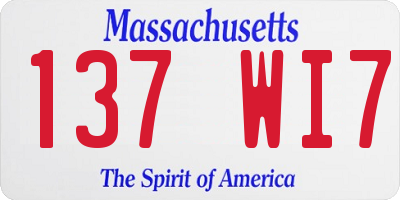 MA license plate 137WI7