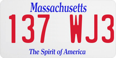 MA license plate 137WJ3