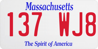 MA license plate 137WJ8