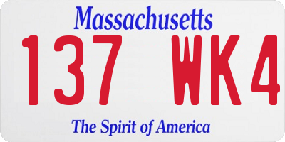 MA license plate 137WK4