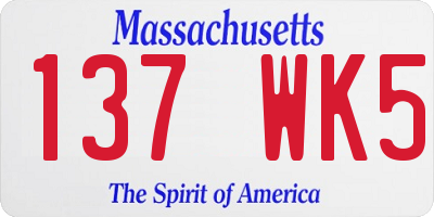 MA license plate 137WK5