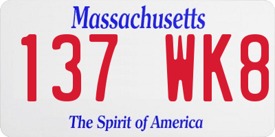 MA license plate 137WK8