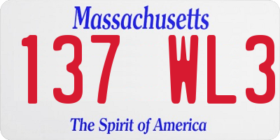 MA license plate 137WL3