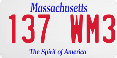 MA license plate 137WM3