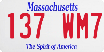 MA license plate 137WM7
