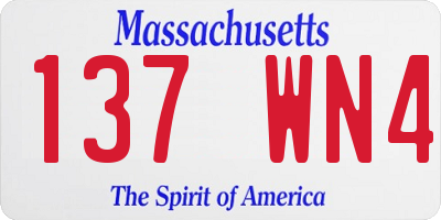 MA license plate 137WN4