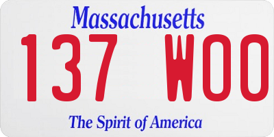 MA license plate 137WO0