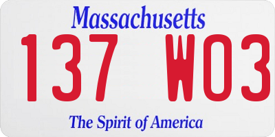 MA license plate 137WO3