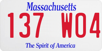 MA license plate 137WO4