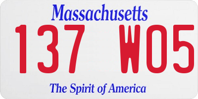 MA license plate 137WO5