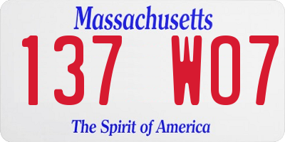 MA license plate 137WO7