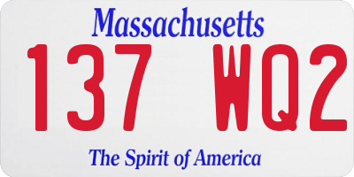 MA license plate 137WQ2