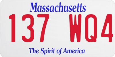 MA license plate 137WQ4