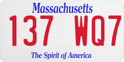 MA license plate 137WQ7