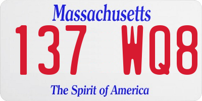 MA license plate 137WQ8