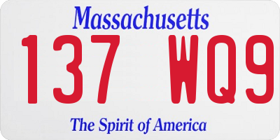 MA license plate 137WQ9