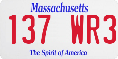MA license plate 137WR3