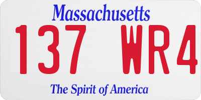 MA license plate 137WR4