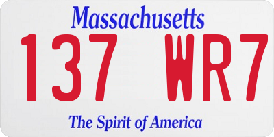 MA license plate 137WR7