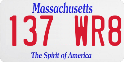 MA license plate 137WR8