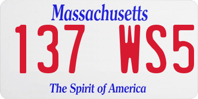 MA license plate 137WS5