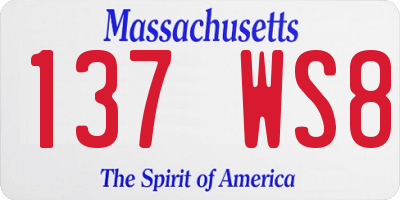 MA license plate 137WS8