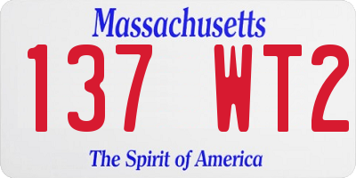 MA license plate 137WT2