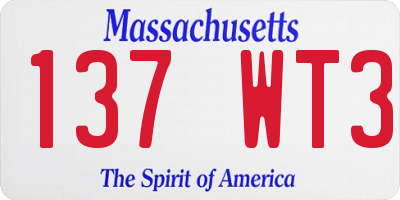 MA license plate 137WT3