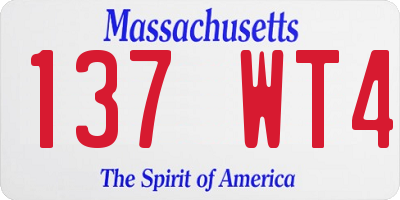MA license plate 137WT4