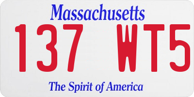 MA license plate 137WT5
