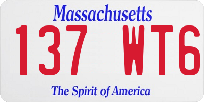MA license plate 137WT6