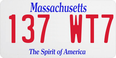 MA license plate 137WT7