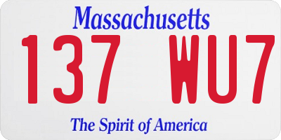 MA license plate 137WU7