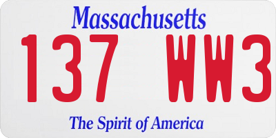 MA license plate 137WW3