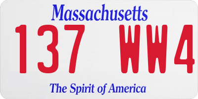 MA license plate 137WW4