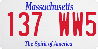 MA license plate 137WW5